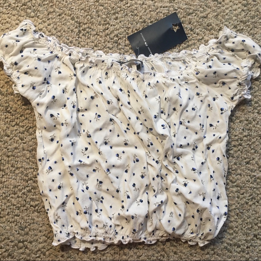 Brandy Melville Floral Off The Shoulder Crop Top